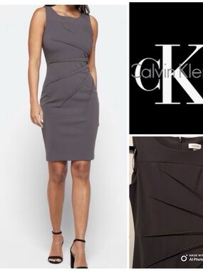 Calvin Klein Charcoal Gray Sleeveless Sheath Dress